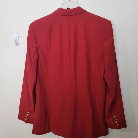 Brooks Brothers Red 100% Wool Lined Double Breasted Blazer Gold Buttons Women's - Picture 3 of 6